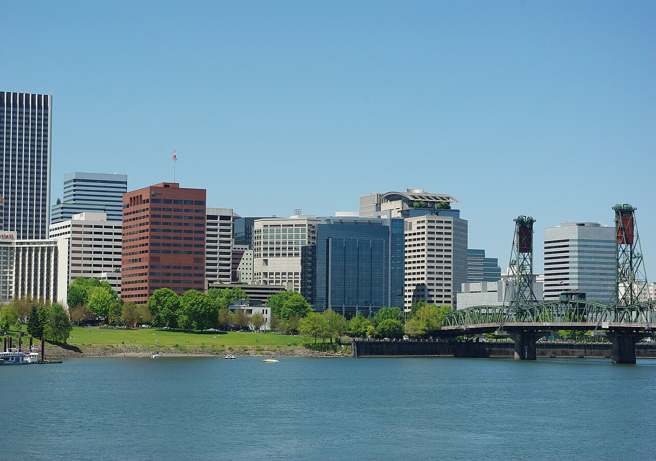 Portland skyline and bridge over the Willamette River