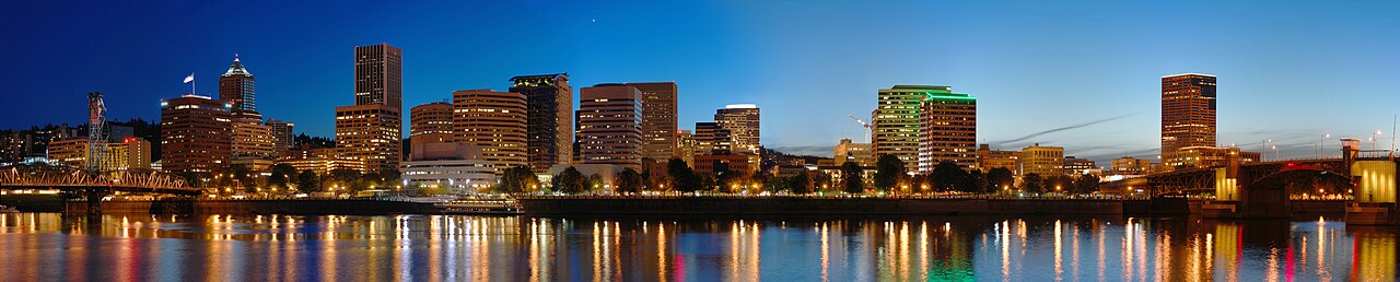 Portland skyline glittering at night